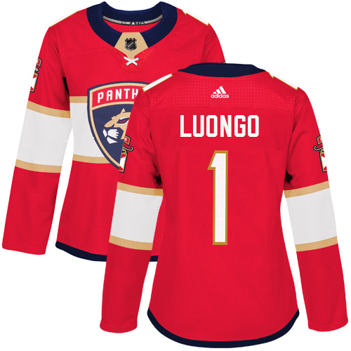 Adidas Florida Panthers 1 Roberto Luongo Red Home Authentic Women Stitched NHL Jersey